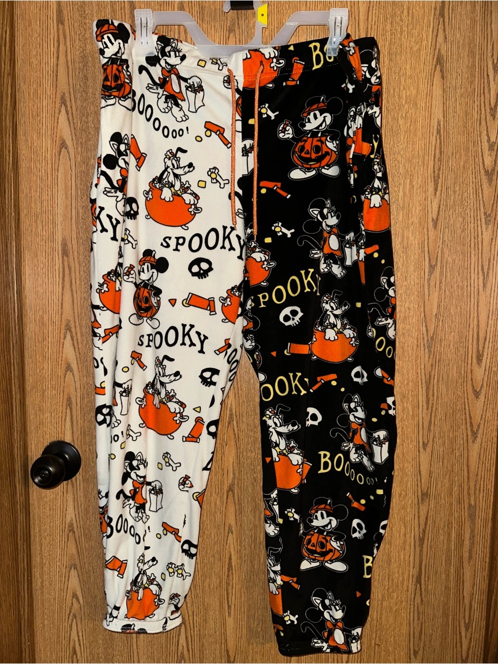 Halloween Cartoon Print Fleece Joggers - Orange, Black, White